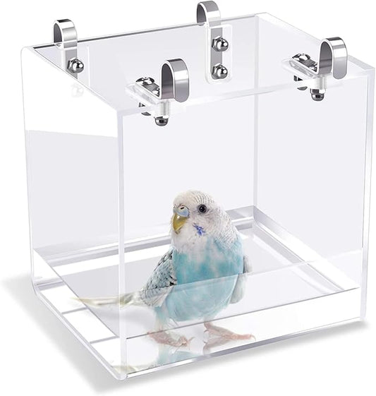 GURECOD Hanging Bird Bath Cube Bird Bathtub Bath Shower Box Bowl Cage Accessory by GURECOD