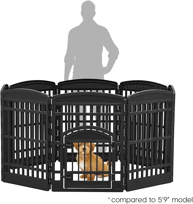IRIS USA Dog Playpen with Door, 34” 8 Panel Pet Exercise Pen – Indoor Outdoor - Image 2