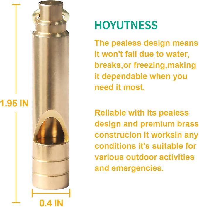 Brass Survival Whistle, 125 dB Loud Emergency Whistle - Image 3