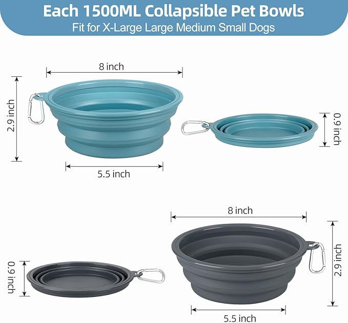 Kytely Collapsible Dog Bowls 2 Pack - 1500ml Portable Pet Food & Water Bowl - Image 3