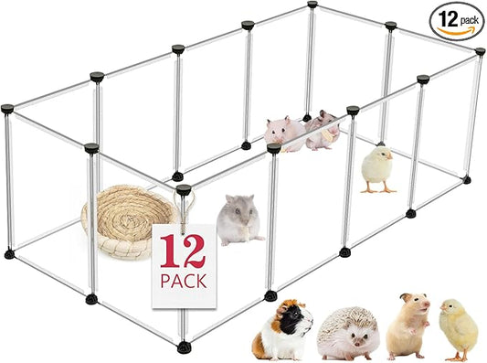 VISCOO 12 Panels Transparent Small Animals Playpen, Plastic Enclosure, Puppy by VISCOO