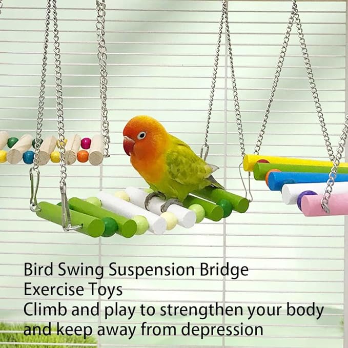 Bird Swing, Parakeet Swing, Parrot Perch Stand, Natural Wooden Swing Hanging - Image 4