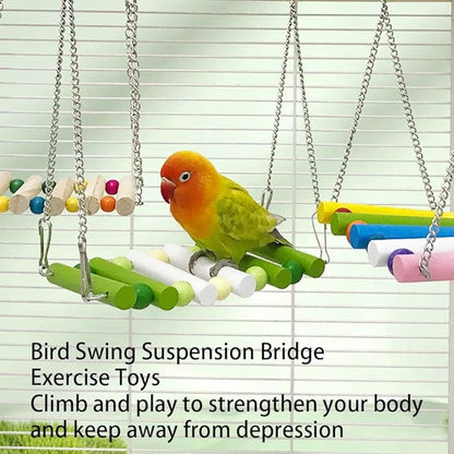 Bird Swing, Parakeet Swing, Parrot Perch Stand, Natural Wooden Swing Hanging - Image 4