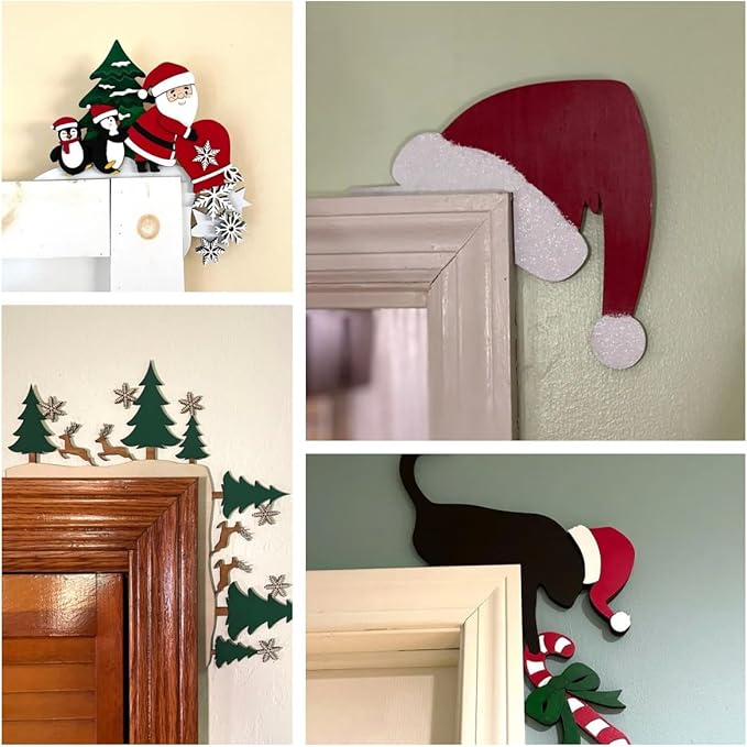 Christmas Door Topper Holiday Home Decor Funny Snowman Santa Claus Top Door - Image 4