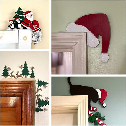 Christmas Door Topper Holiday Home Decor Funny Snowman Santa Claus Top Door - Image 4