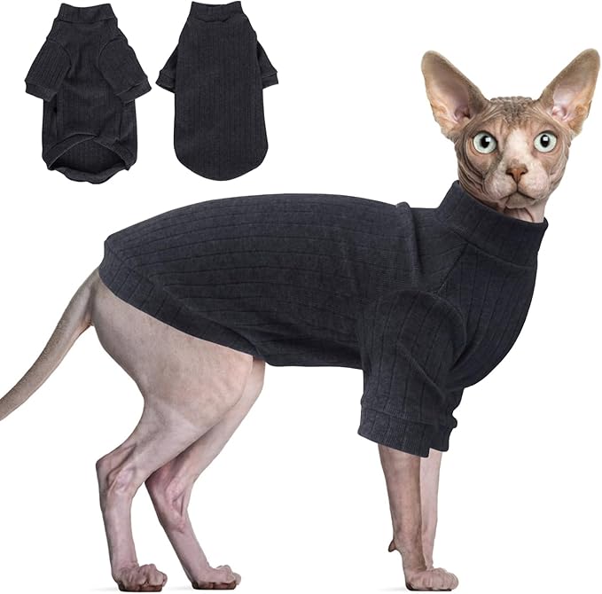 Idepet Sphynx Hairless Cats Sweater Shirt Kitten Soft Puppy Clothes Pullover by Idepet