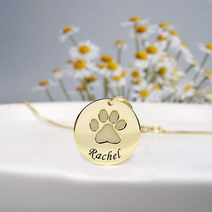 Personalized Cute Dog Cat Paw Name Necklace Forever Love Custom Heart Pendant - Image 4