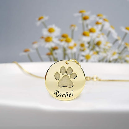 Personalized Cute Dog Cat Paw Name Necklace Forever Love Custom Heart Pendant - Image 4