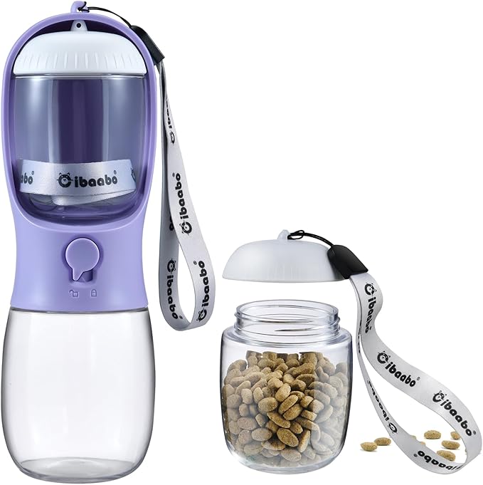Cibaabo Dog Water Bottle with Food Container, Travel Puppy Water Bowl, Portable by Cibaabo