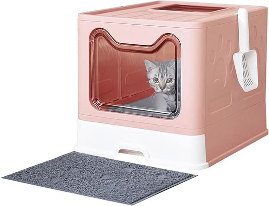 Medario Cat Litter Box with Litter Mat and Scoop, Large Covered Litter Box with by Medario