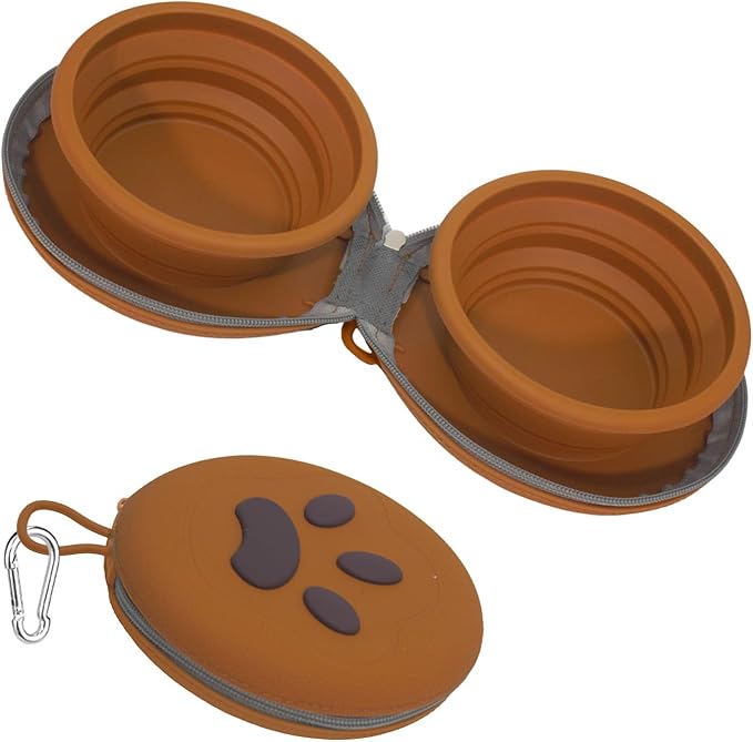 Collapsible Dog Bowls, 2-in-1 Silicone Pet Food and Water Bowl by guardingwhatyouLove