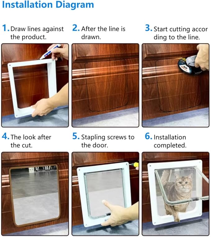 Microchip Cat Flap, Remote Control, Automatic Pet Door 11.73"X10.35", 4-Way - Image 7