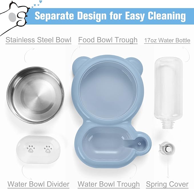 Double Dog Cat Bowls, Cat Food and Water Bowl Set - Image 3