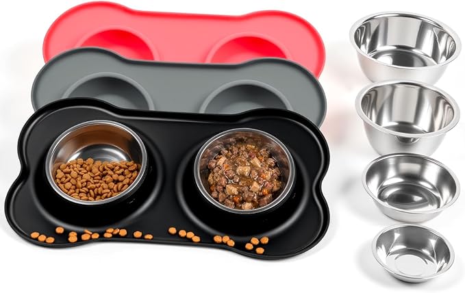 Conlun Dog Bowls with Non-Slip Silicone Mat, Spill Proof Large Food & Water by Conlun