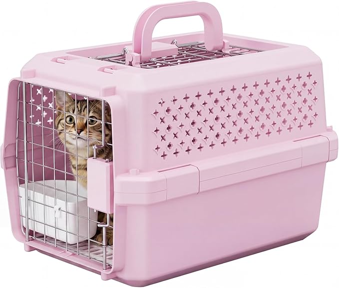 RIZZARI Portable Cat Carrier for Small Cats & Dogs:Secure Hard-Sided Pet Carrier by RIZZARI