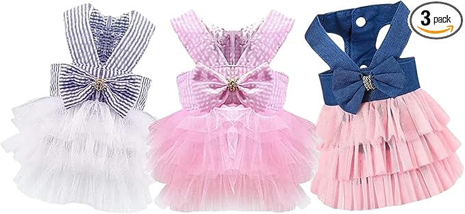 Dog Dresses, Fashion Pet Dog Clothes, Striped Mesh Puppy Dogs Princess Dresses by TAPBULL