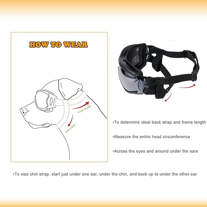Dog Sunglasses/Goggles, UV/Wind/Dust/Fog Protection Pet Glasses Eye Wear - Image 3