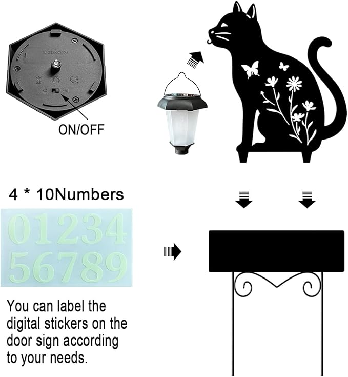 Solar Cat Garden Stakes Cat Holding Solar Lantern Decor Stakes Animal Yard - Image 5