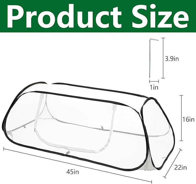 2 Pcs Pop Up Garden Rows Plant Cover, Insect Bird Barrier Plant Net Cage - Image 2