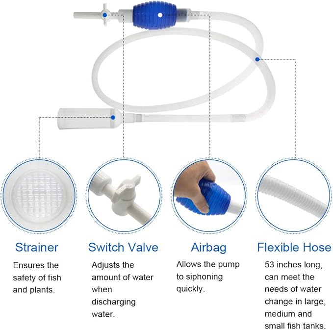 Aquarium Fish Tank Cleaning Kit - 5 in 1 Algae Scraper Set - Siphon Vacuum - Image 2