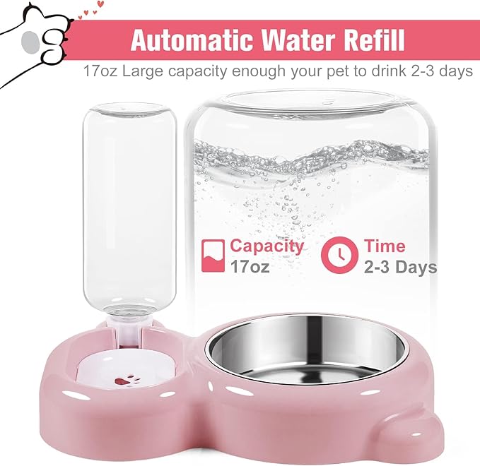 Double Dog Cat Bowls, Cat Food and Water Bowl Set - Image 2