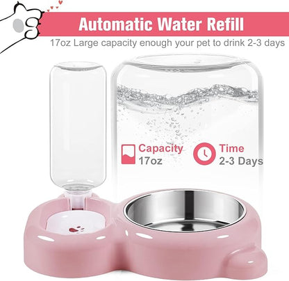 Double Dog Cat Bowls, Cat Food and Water Bowl Set - Image 2