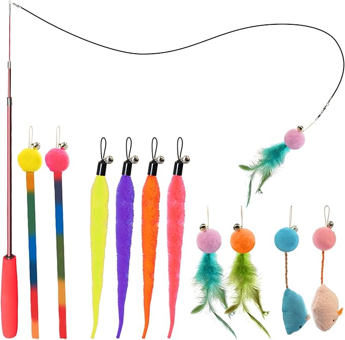 Cat Toys for Indoor Cats, 11 Packs Interactive Cat Wand Toy Set by YULOYI