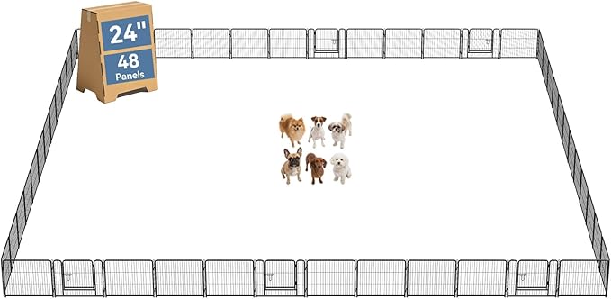 DUMOS Dog Playpen Indoor, Metal 24 Inch 48 Panels Foldable Pet Fence by DumosLifestyle