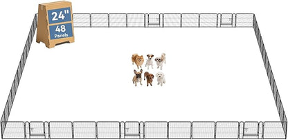DUMOS Dog Playpen Indoor, Metal 24 Inch 48 Panels Foldable Pet Fence by DumosLifestyle
