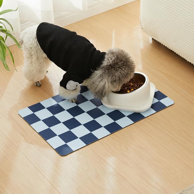 Checkered Dog Feeding Mat, Absorbent Mats - Image 3