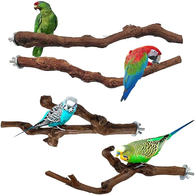 Natural Parrot Perch Wild Grape Stick Bird Standing Pole Claw Grinding Fork by ERPANG