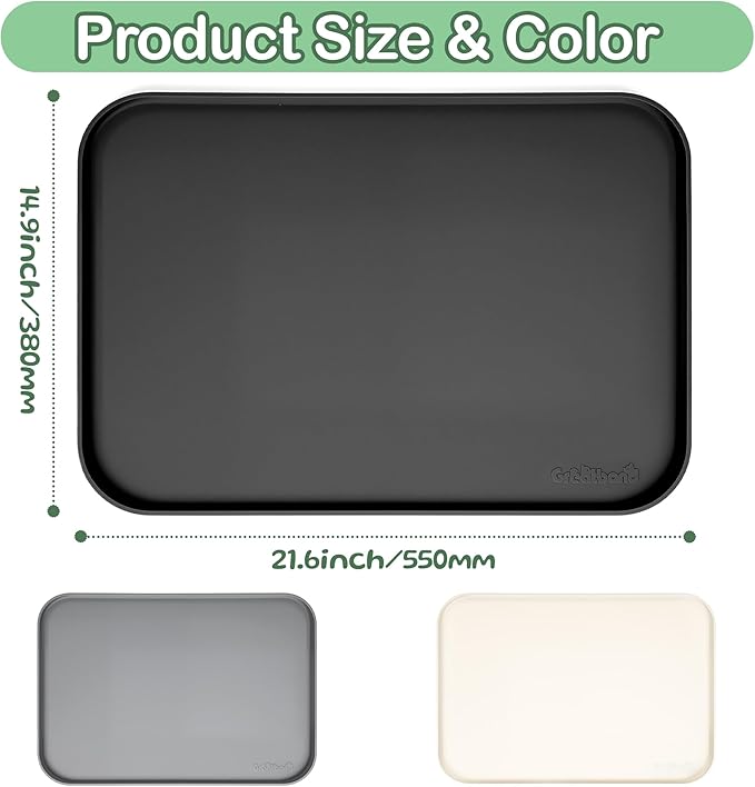 100% Waterproof Silicone Pet Feeding Mat, Warped Resistant Raised Edge BPA-Free - Image 3