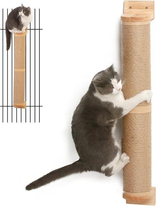 FUKUMARU Cat Scratching Post, 35 x 4.5 Inch Cats Walls Furniture, Rubber Wood by FUKUMARU