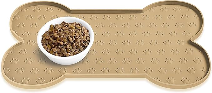 PWTAA Dog Food Mat Anti-Slip Silicone Dog Bowl Mat Thicker Pet Placemat by PWTAA