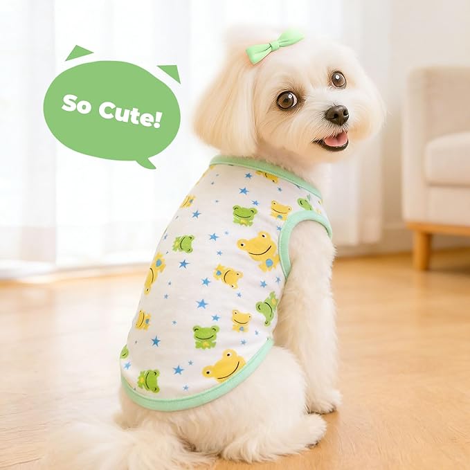 PETCARE Cartoon Dog Shirts for Small Dogs Cute Dog Clothes Green Frog Tshirt - Image 3