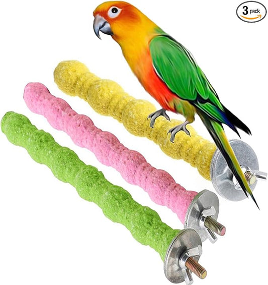 kathson 3PCS Bird Perch Parrot Stand Cage Accessories Natural Wooden Stick Paw by kathson