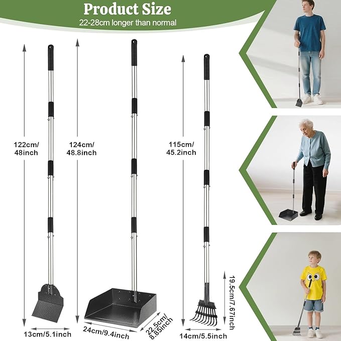 T2Y Pooper Scooper, Long Handle Dog Pooper Scooper, Adjustable Stainless Steel - Image 2