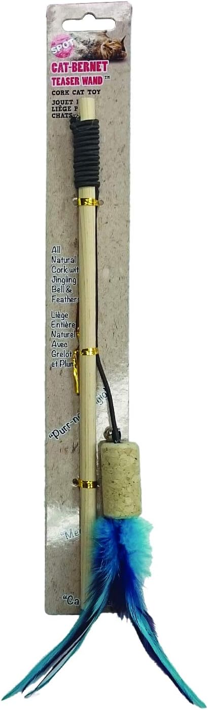 SPOT Cat-Bernet Cork with Feathers Teaser Wand Bernet Cat Toy - Image 3