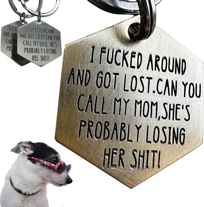 Funny Dog Tags, Stainless Steel Funny Pet Tag, Deeply Engraved Dog Collar Tag by Unknown