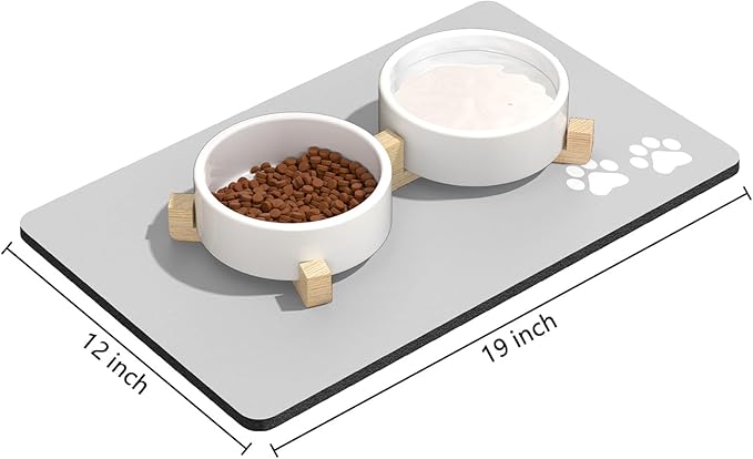 Rnivvi Dog Food Mat, Cute Anti-Slip Rubber Pet Feeding Rug Protect Floors - Image 2