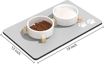 Rnivvi Dog Food Mat, Cute Anti-Slip Rubber Pet Feeding Rug Protect Floors - Image 2