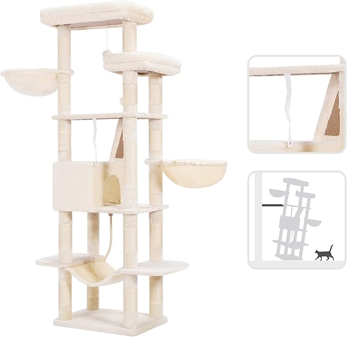 Heybly Cat Tree, 68 inch Multi-Level Cat Tower - Image 5