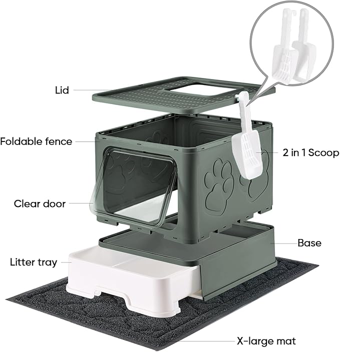 Medario Cat Litter Box with X-Large Litter Mat and Scoop, Large Covered Litter - Image 6