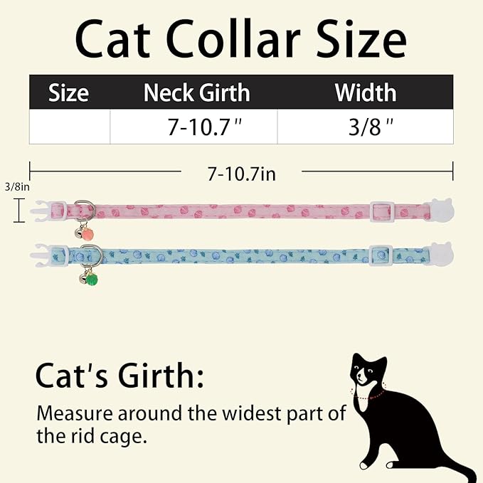 Cat Collars for Girl Cats & Boys, 2 Pack Soft Cotton Breakaway Collar - Image 6