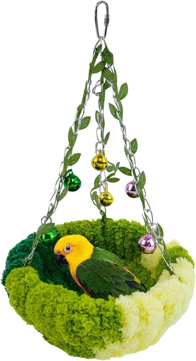 Admaison Bird Nest with Bell for Cage, Plush Hanging Bird Bed for Parakeet by Admaison