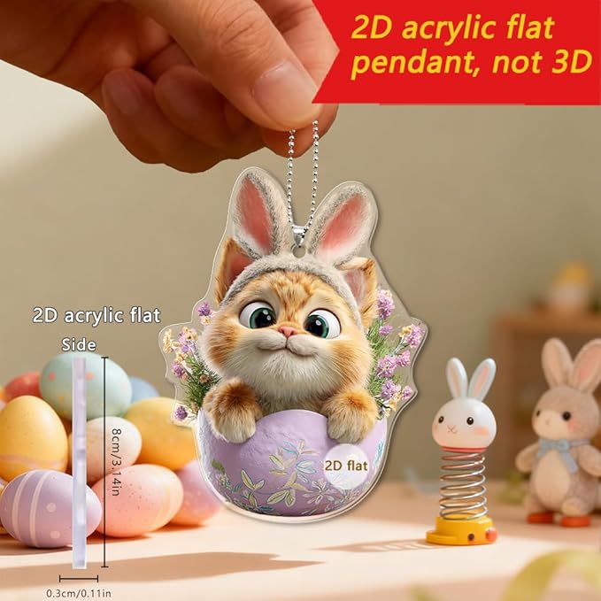 6 Pcs Easter Hanging Ornaments for Tree Bunny Hanging Ornament Mini Colorful - Image 2