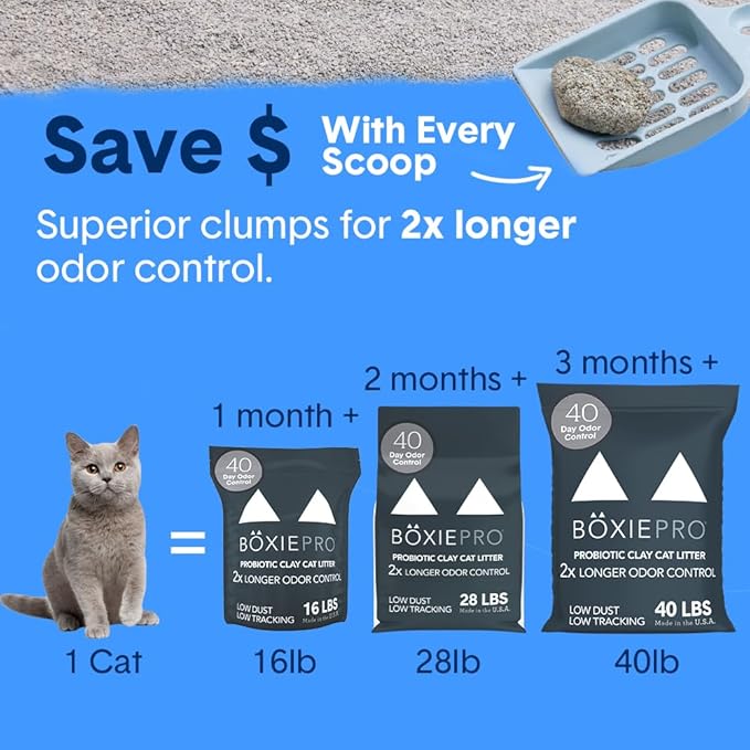 Boxie® Probiotic 40 Day Natural Odor Control Cat Litter, 16lb Clumping Clay - Image 10