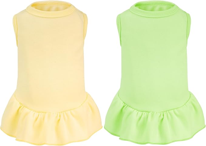2 Pcs Dog Dresses Cat Skirt Solid Color Dog Clothes Summer Sleeveless Puppy by choyaxo