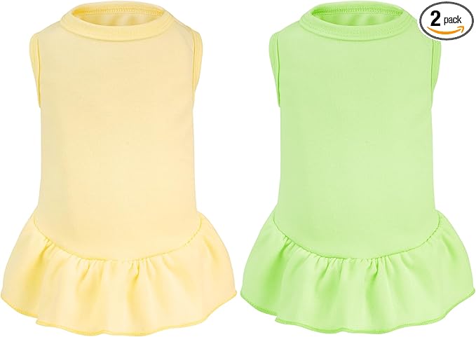 2 Pcs Dog Dresses Cat Skirt Solid Color Dog Clothes Summer Sleeveless Puppy by choyaxo