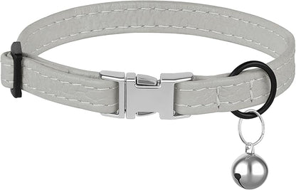 Leather Cat Collar with Buckle and Removable Bell - Image 7